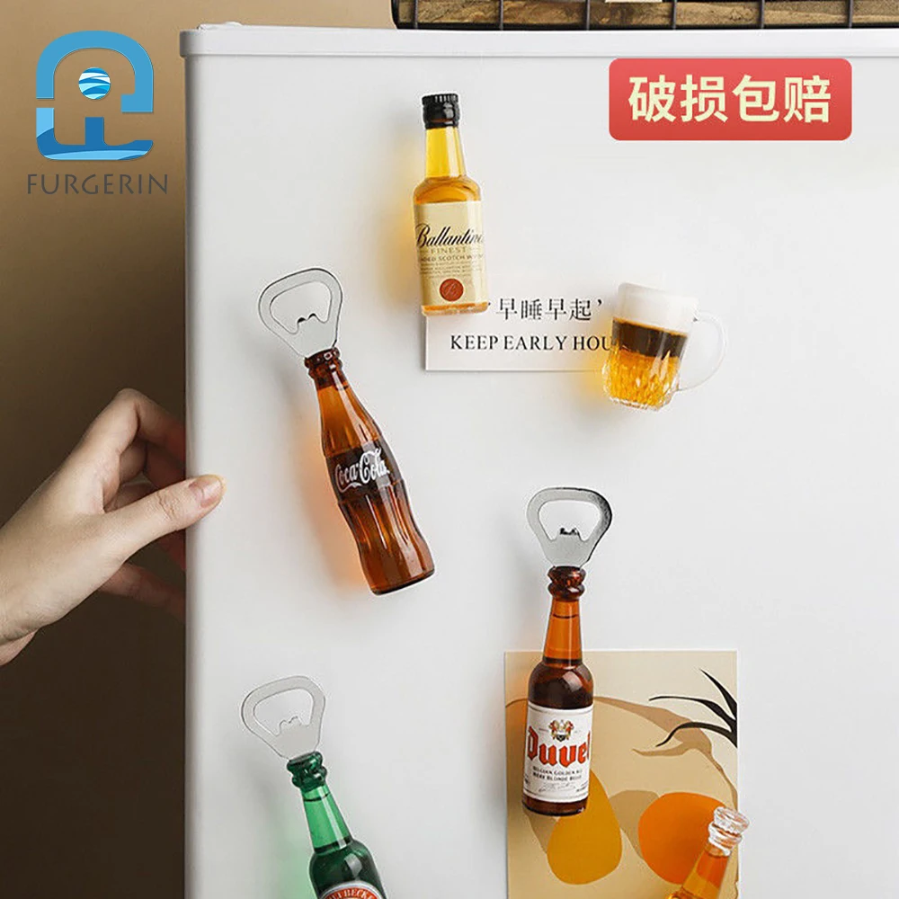 Creative Fun Bottle Opener Refrigerator Sticker Magnetic Suction Three Dimension Soda Modeling Home Decoration Save Space