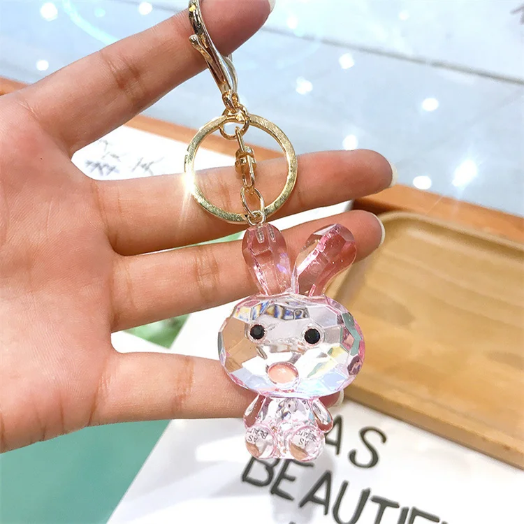 Crystal Rabbit Keychain Glittering  Key Chain for Women Bunny Car Bag Fashion Key Ring Buckle Accessories