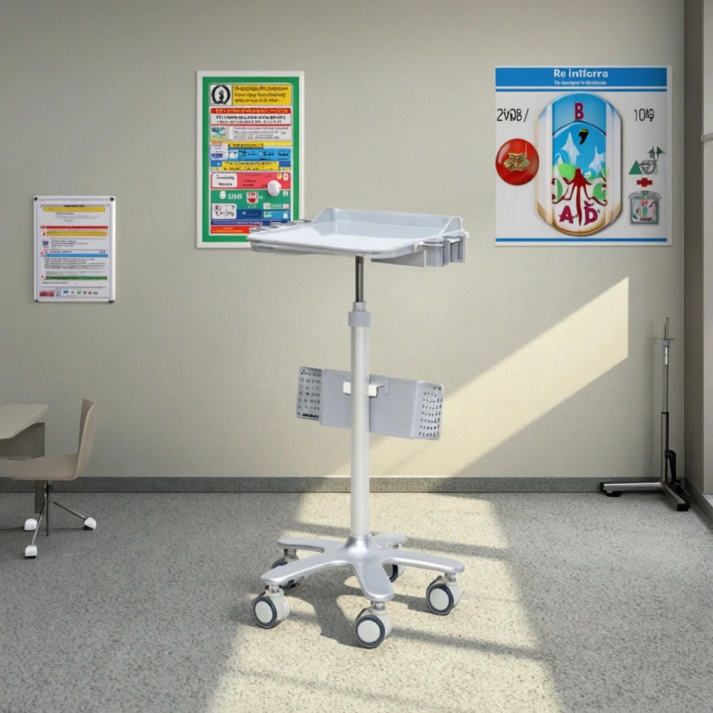 Compact Mobile Medical Trolley ABS Slip-Resistant Work Surface Detachable Storage Basket Narrow Profile for Hospital Hotel Use 6