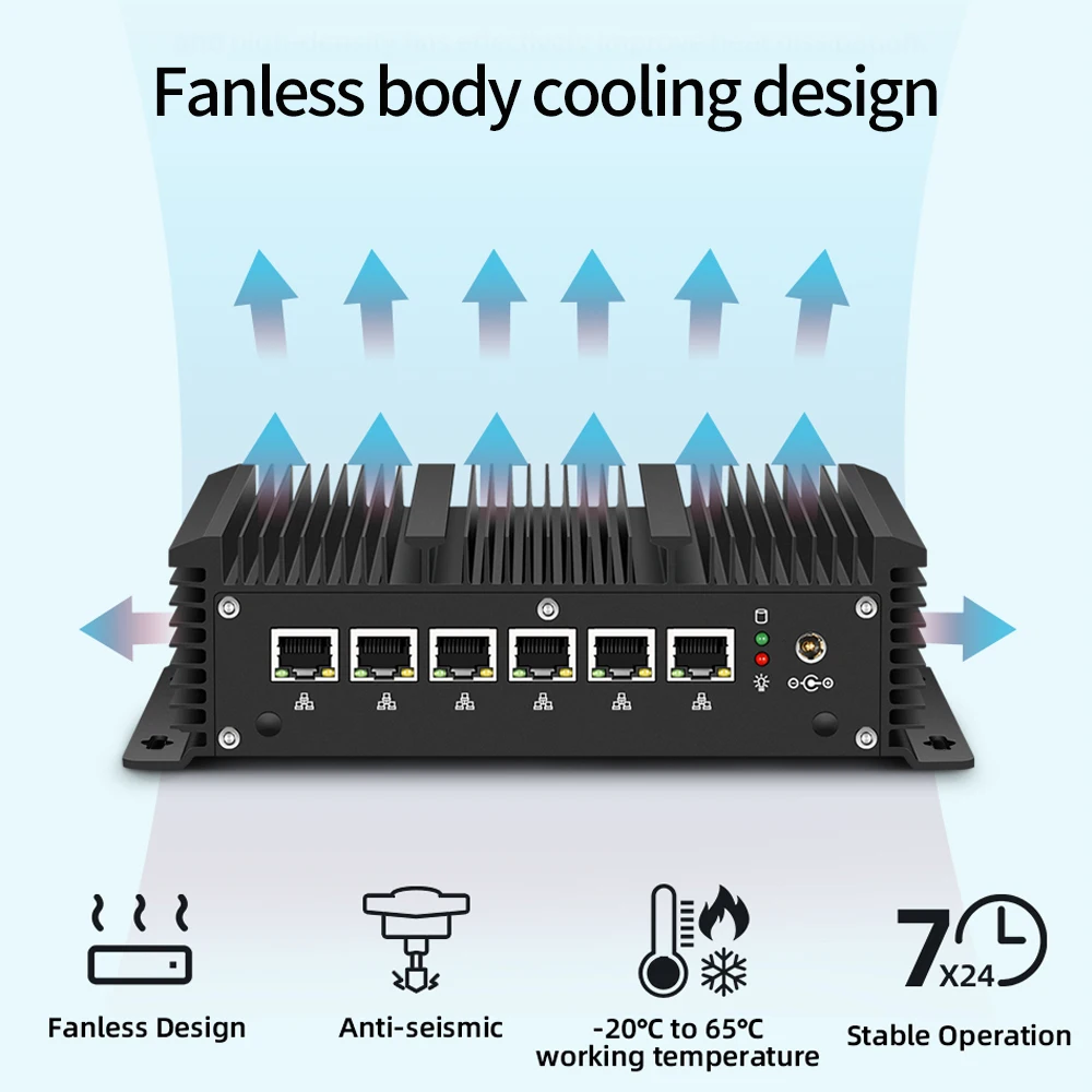 Firewall Hardware Mini Computer Pc I5 10310U 6 Nic Port Win Linux Pfsense OS for Network Appliance Wireless WIFI Status SATA