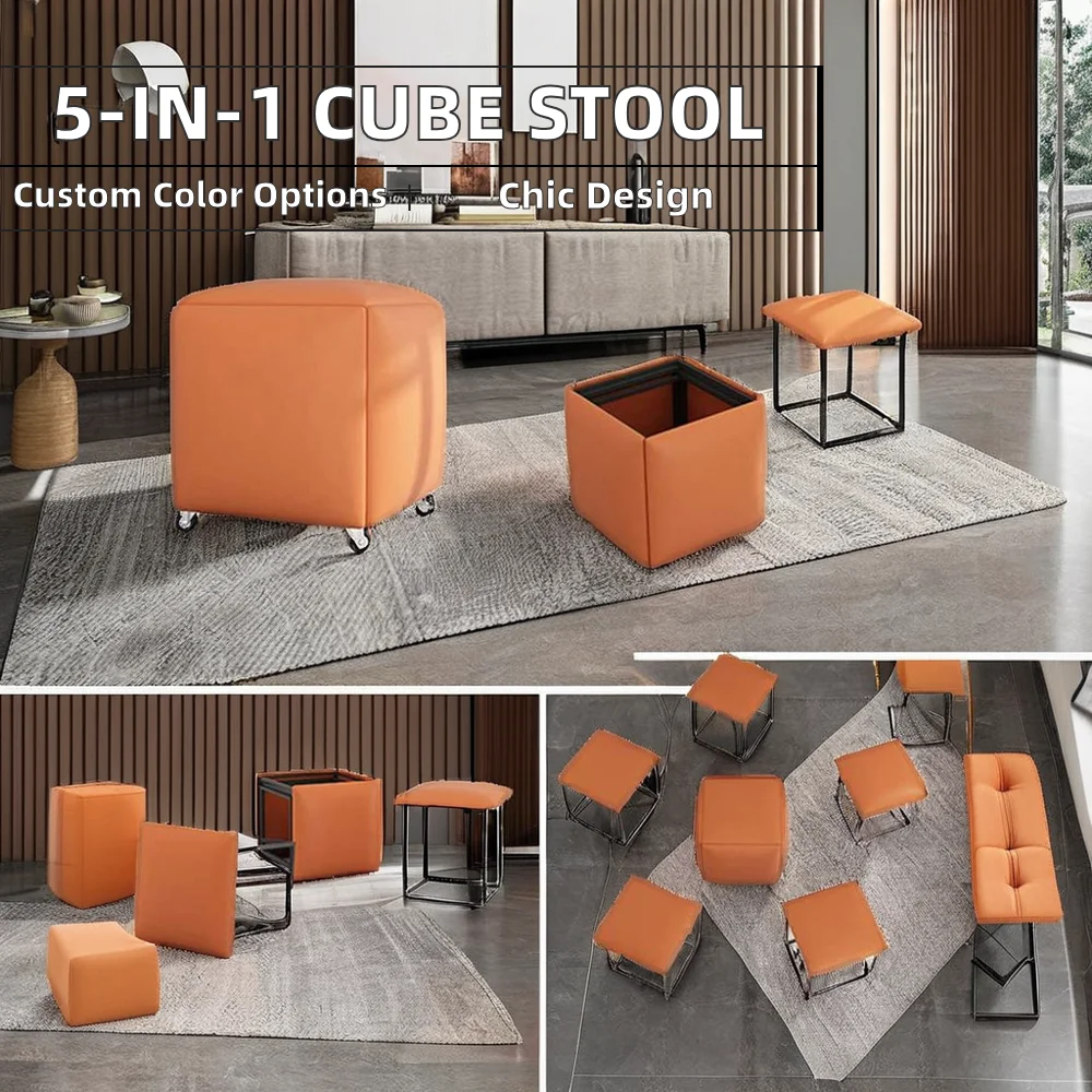 Nordic Multi-Functional Five-in-One Rubik's Cube Ottoman