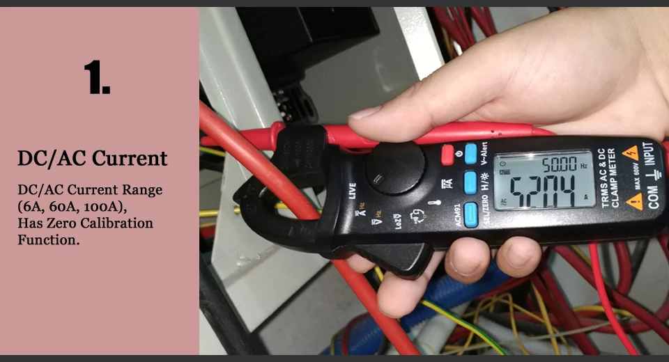 Bside ACM91 Auto Range AC DC uA Ohm Capacitance Temperature V-alert MEAS Digital Clamp Meter with True RMS FCC CE RoHS