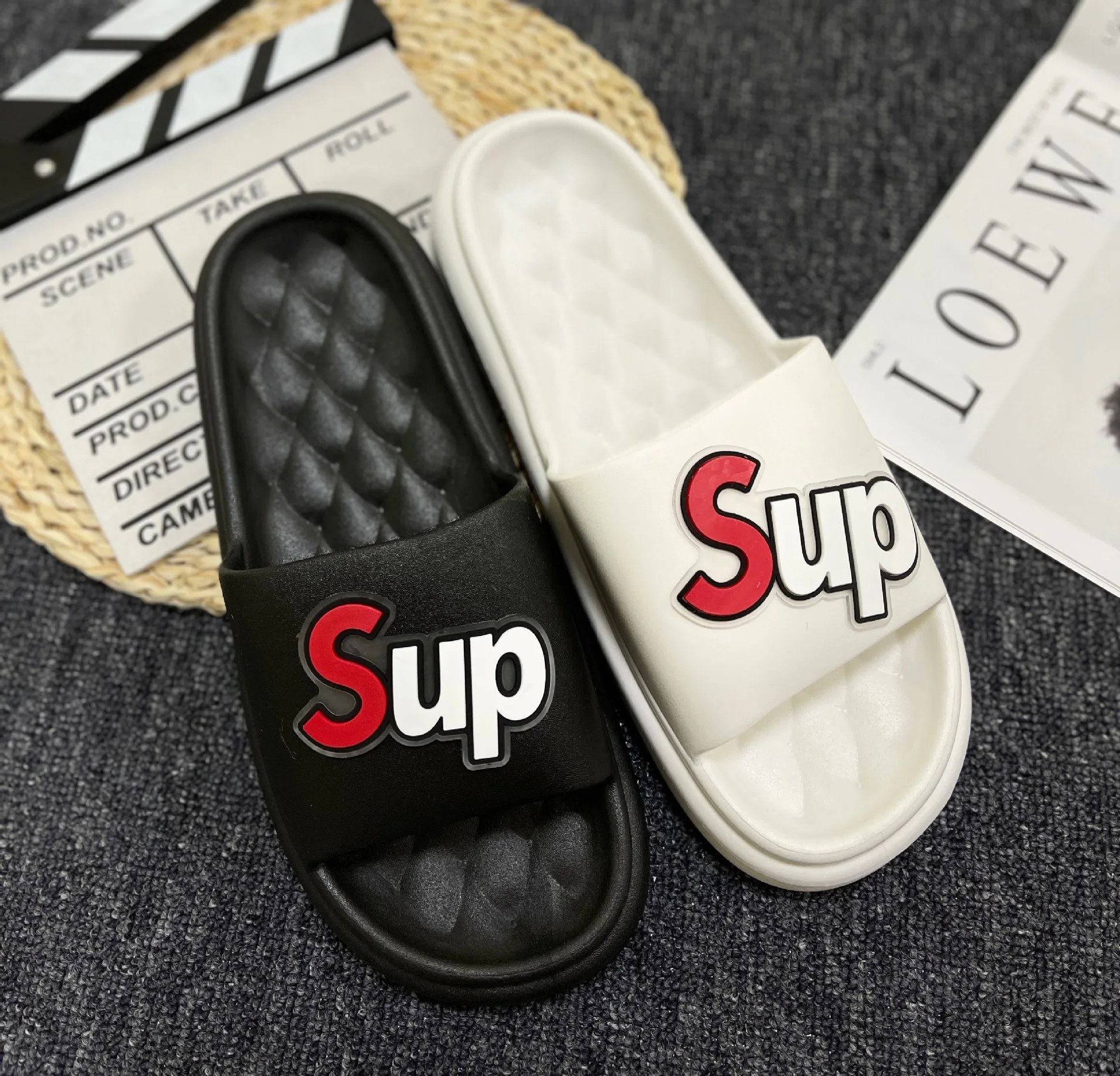 custom logo house slippers