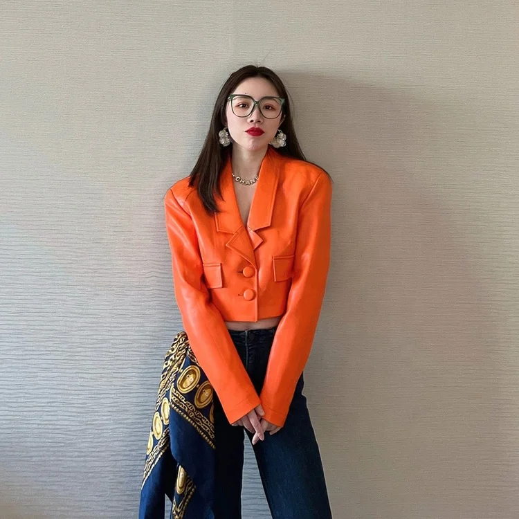 Spring Ladies Bright Orange Crop Length Vintage Genuine