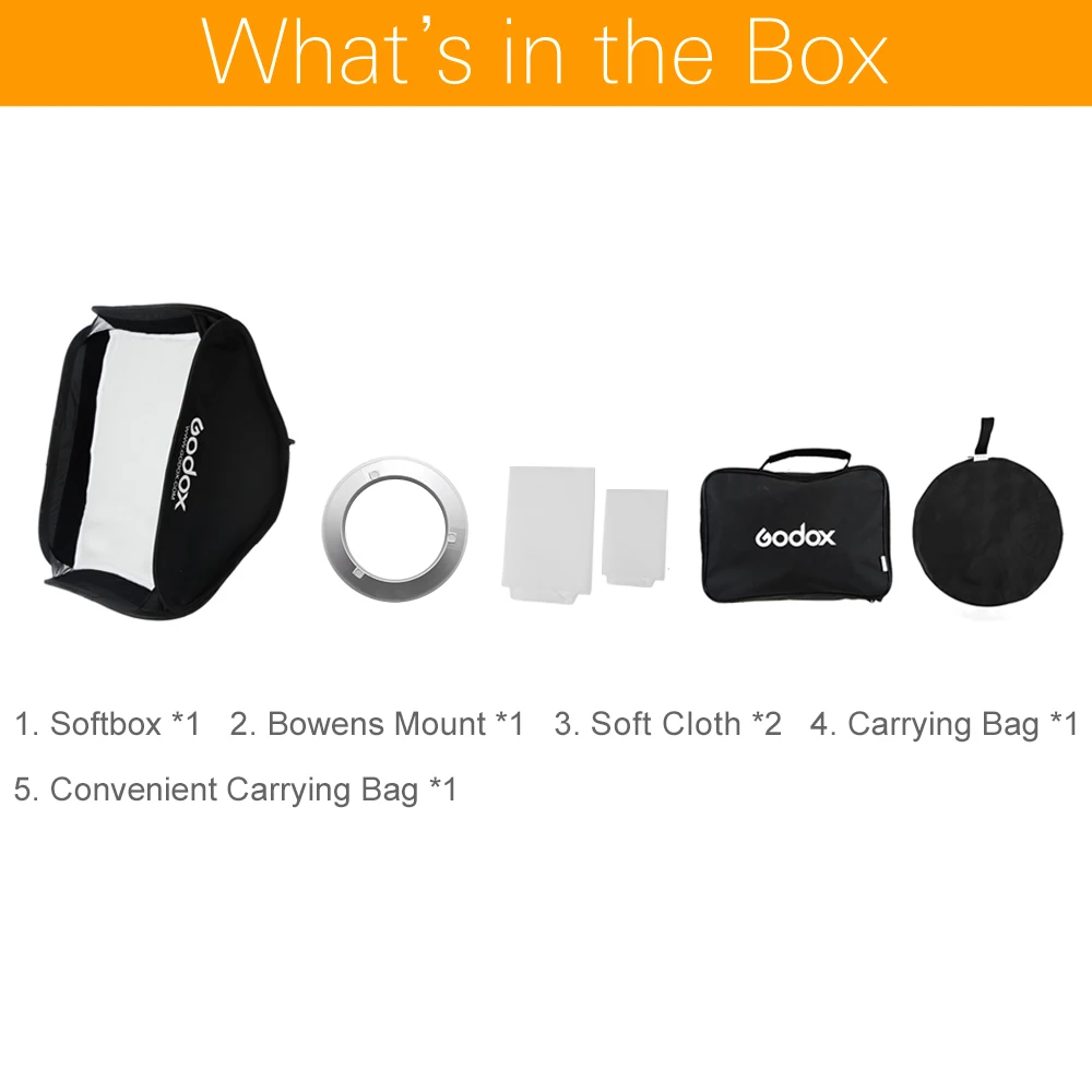 Godox 80 X 80cm Softbox Portable Bowens Mount Flash Diffuser