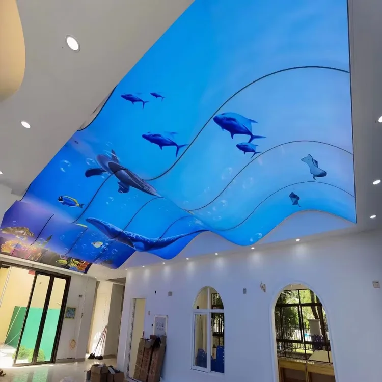 width up to 59 m uv printed pvc stretch ceiling film-22