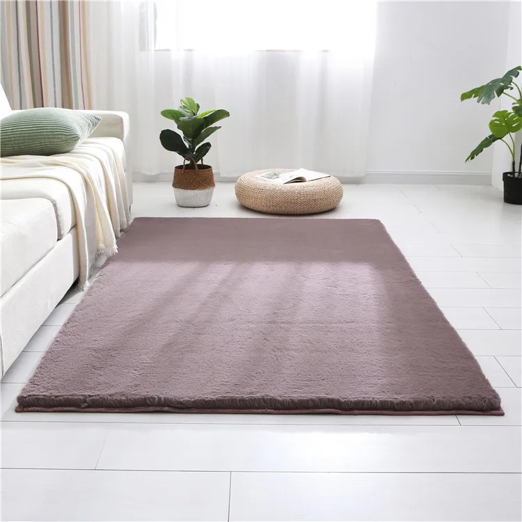 Solid Color Bedroom Carpet Fluffy Faux Rabbit Fur Carpet Large Rugs For ...