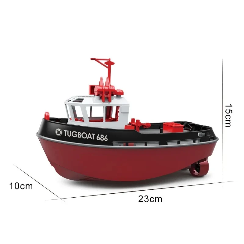 RC Boat Tugboat with LED Lights Dual Motor Design 2.4Ghz RC