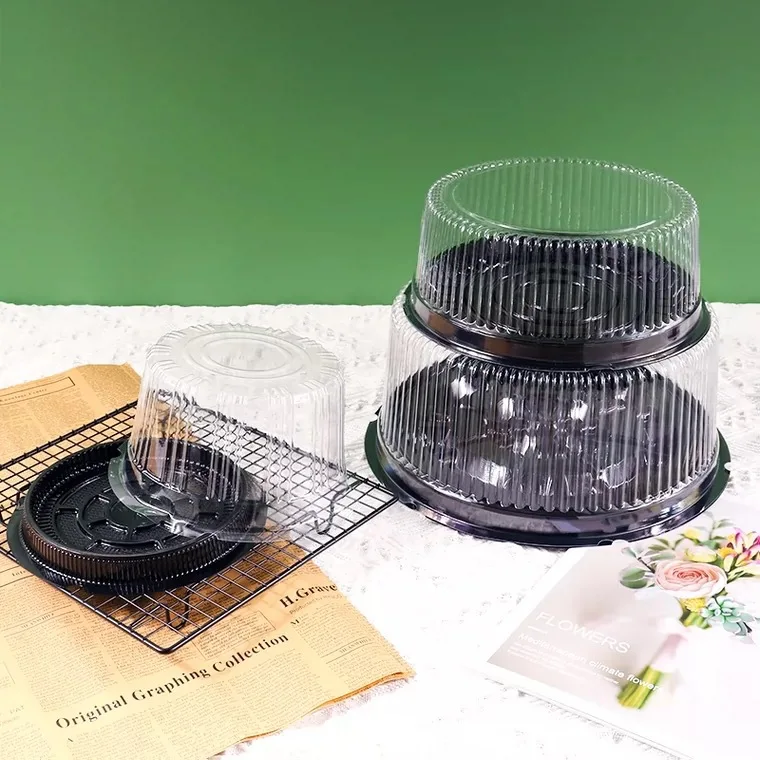 MT Products Plastic Cake Container With Clear Dome Cover 8" Round - Pack Of 5