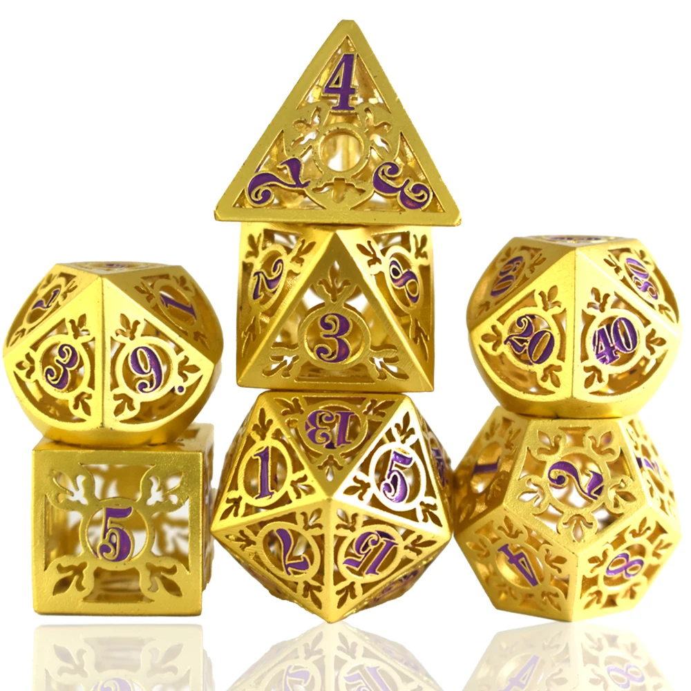 Роскошные полые металлические Dnd кости набор Rpg игра
