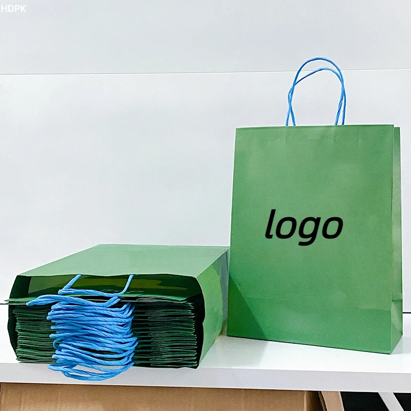 Personalized Green Branded Paper Bag With Your Own Logo Hdpk Saco De