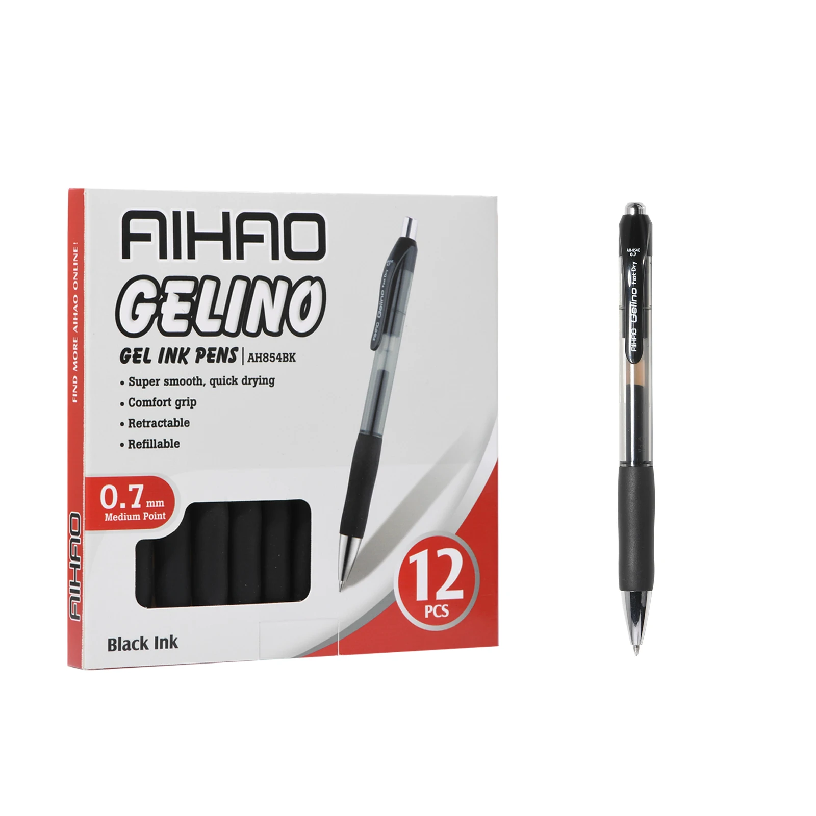 Retractable Gel Pen With Black Ink For Office And School Supplies_voghion.com