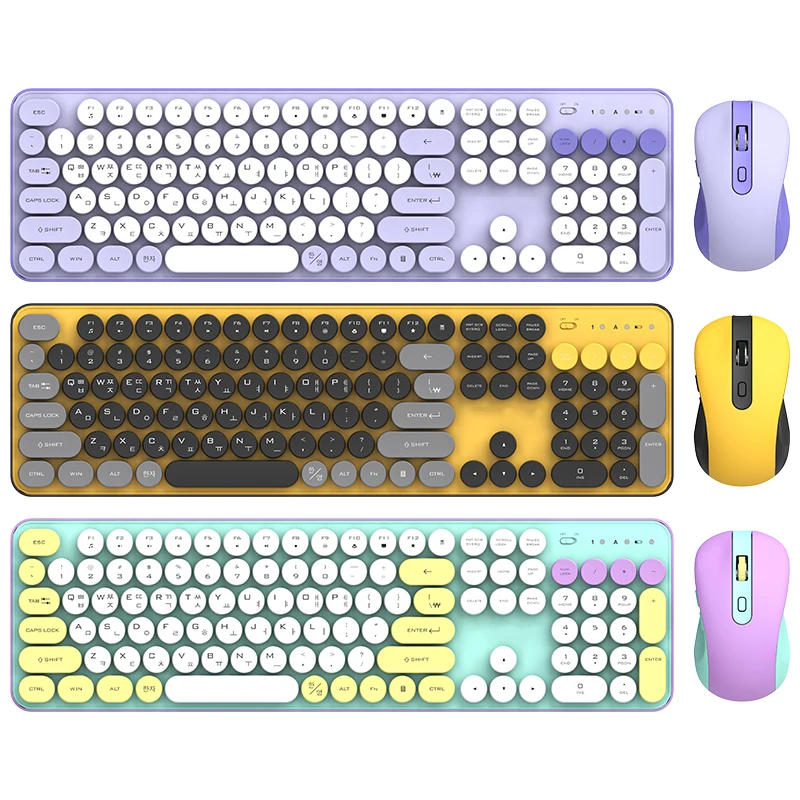 Cute Pink 104 Keys Typewriter - Wireless Keyboard & Mouse