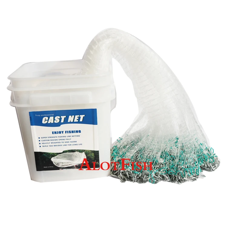 AlotFish Commercial Fishing Nets America Drawstring 3/16 Mesh Cast Net
