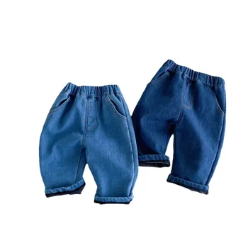 Children's clothing thickened jeans baby pant winter Korean style boys trousers solid color casual fashion pants