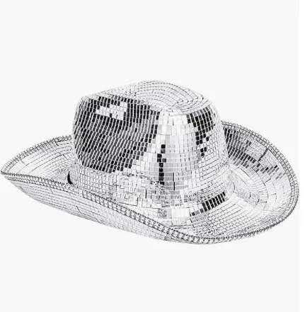 Boulo Disco Voiture Décor Rétroviseur Voiture Boule Disco Avec Chapeau Cowboy - Décoration Intérieure Originale - 38cm De Chaîne Accessoire Auto Déco