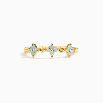 RFJEWEL Sterling Silver Three Flower Simple and Fashionable European and American Style Ring