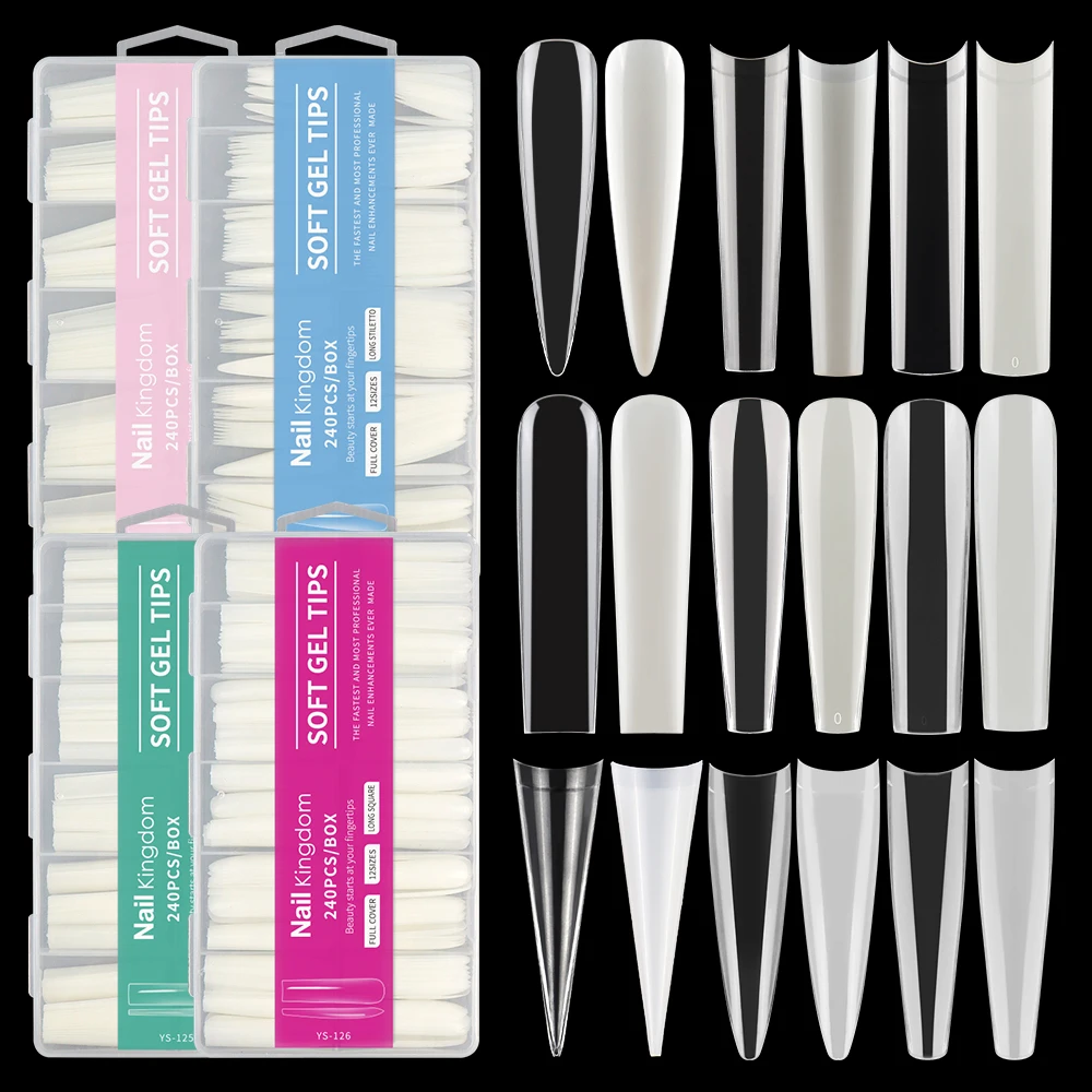 Super Long Straight Xxxl Nail Tips,Clear False Nail French Non C Curve