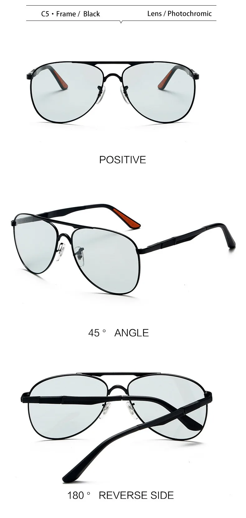 2022 Luxury Trendy Pilot Eyeglasses Men Spring Legs Metal Shade Glasses Photochromic Sunglasses