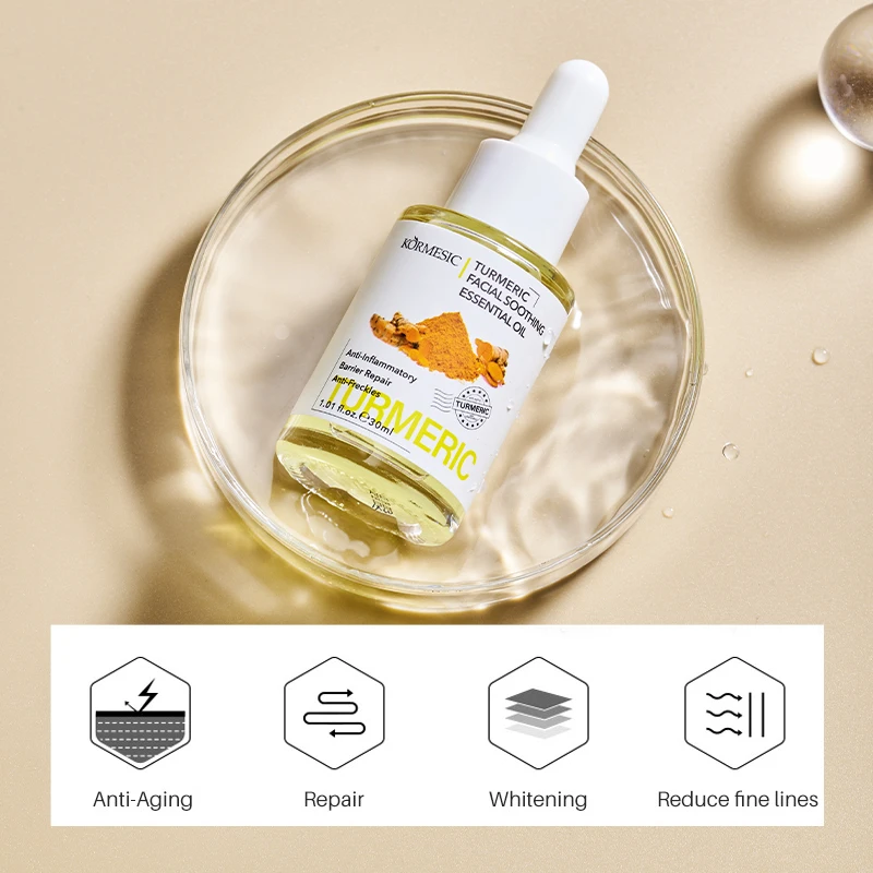 KORMEISC OEM ODM Anti-Inflammatory Anti-Aging Whitening Barrier-Repair Anti-Freckles Turmeric Facial Soothing Essential Oil