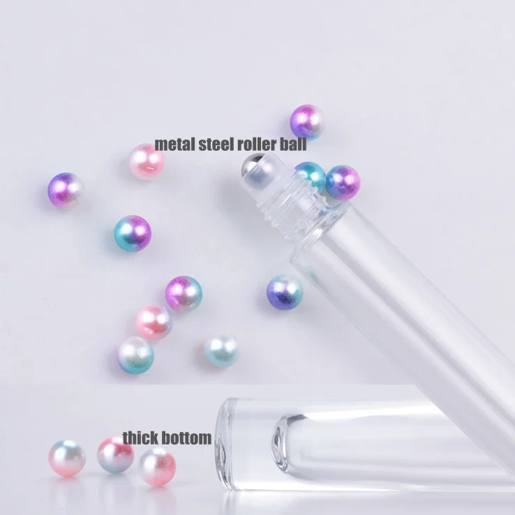 10ml Empty Refill Round Rectangle Gold Silver Black Aluminum Long Cap Perfume Essential Oil Glass Roller Roll on Bottle