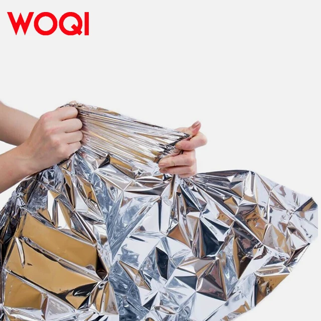 WOQI Factory Direct Sales Natural Disaster Emergency Equipment Warm Waterproof  Lifesaving Blanket for Hiking