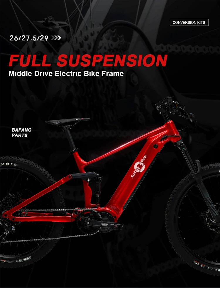 Oem Full Suspension Middle Frame For Electric Bike 1000w With Bafang