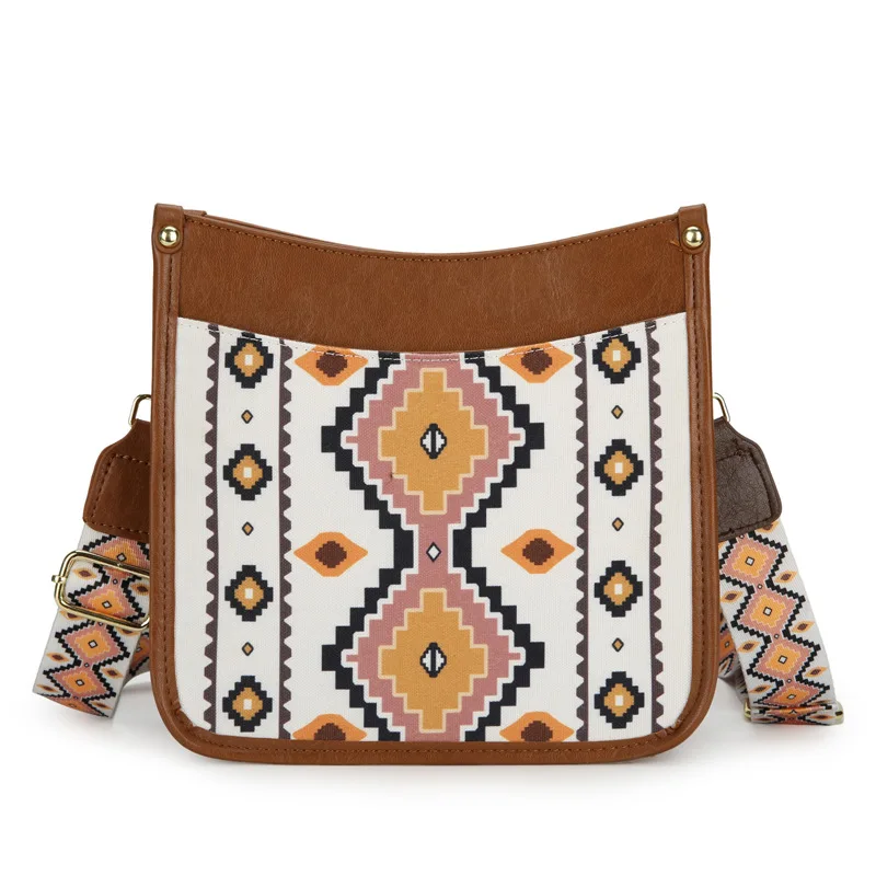 Boho Aztec Print Crossbody Bag With Shoulder Strap
