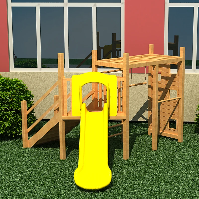 New Play Set Wooden Outdoor Playground Equipment Wooden Climbing Frame