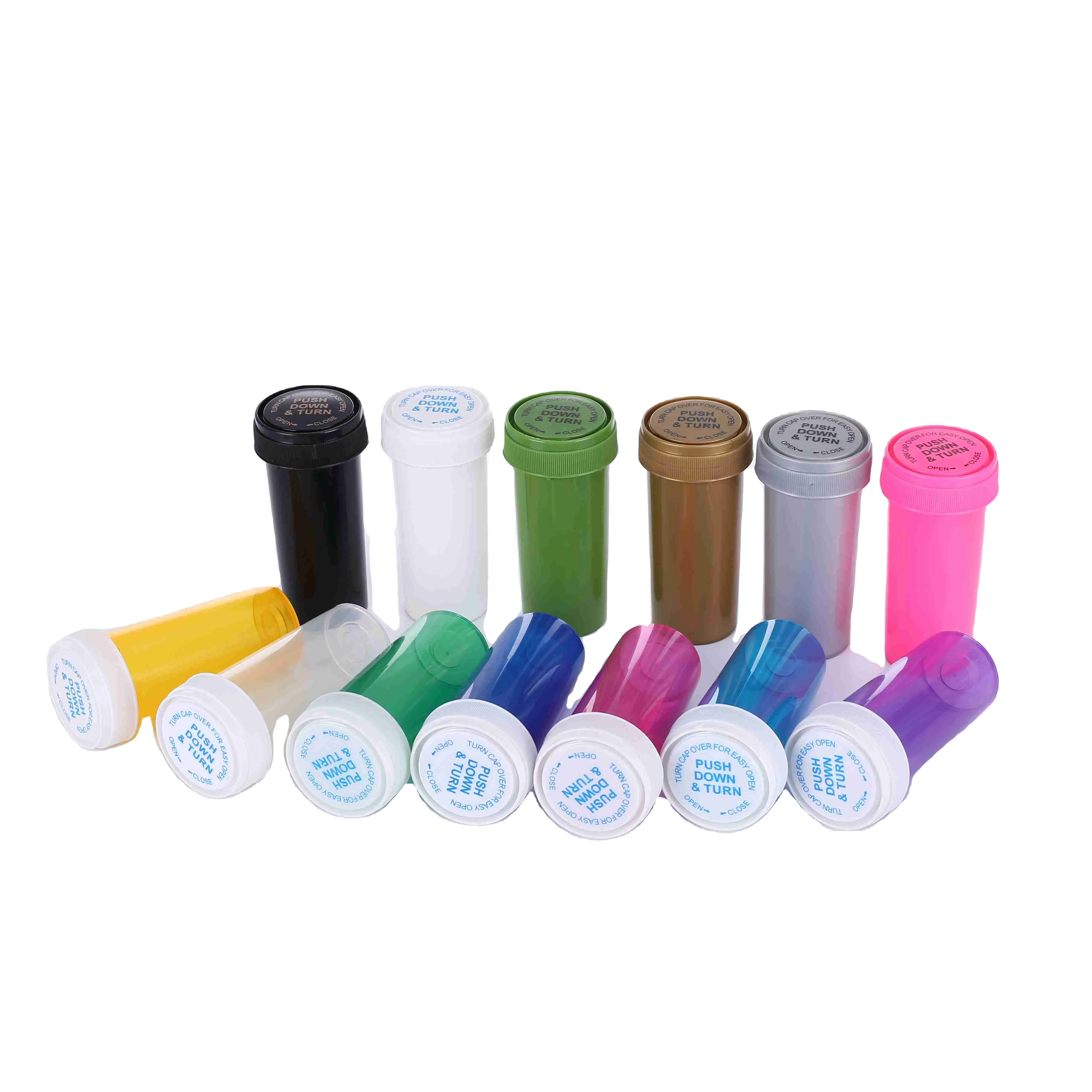 30ml 50ml 60ml 80ml 120ml 160ml 240ml Plastic Reversible Pharmacy Vials Pill Bottle Child Proof Holder Smell Proof Container