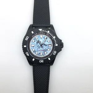 OEM ODM Damascus Steel Dive Watch Automatic Wrist Watch With Crystallized Titanium Dial  Movement 1000M Deep Diver Watch