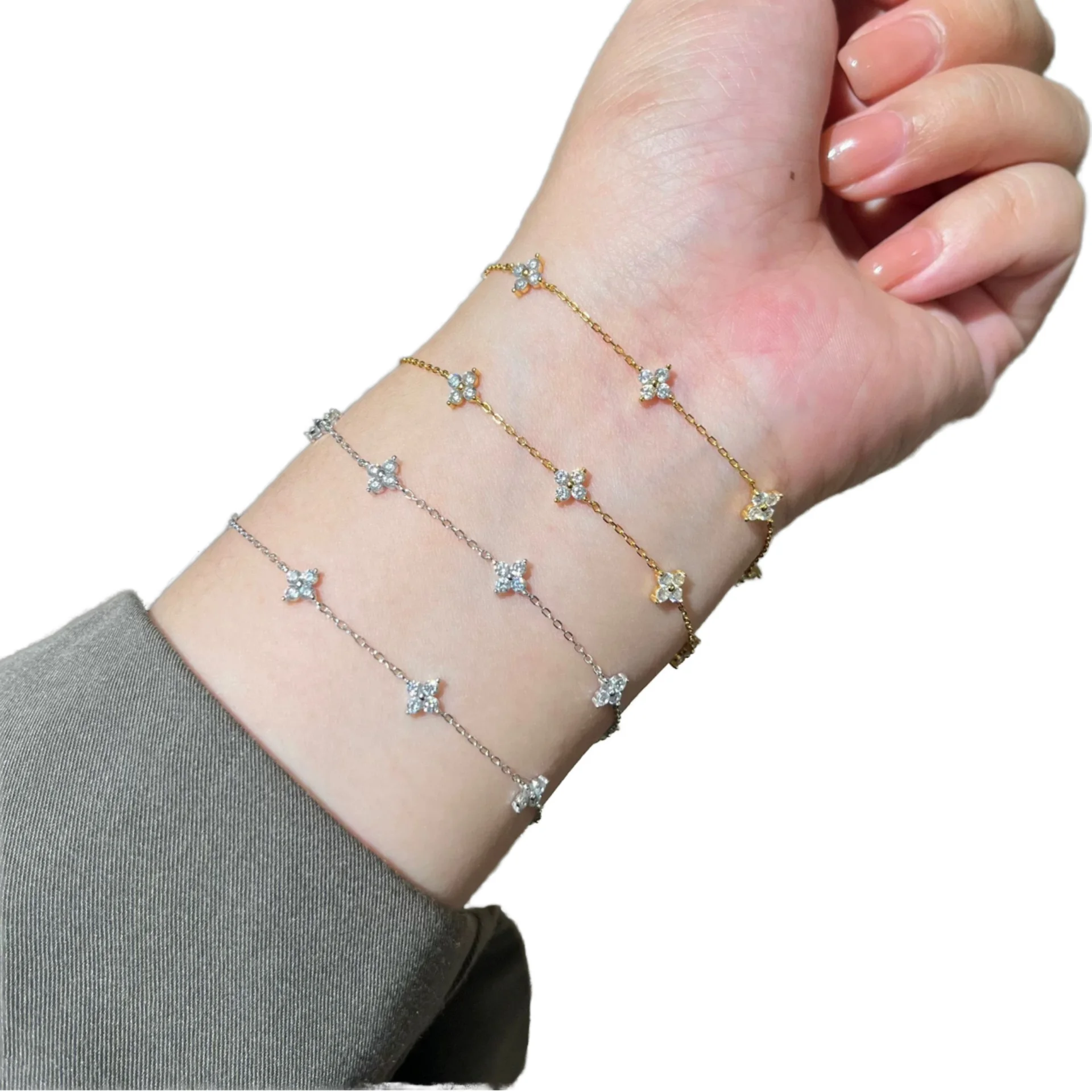 Trendy Classic Minimalist 14K Gold Plated 925 Silver Heart Zircon Charm Bracelet for Women-Wedding & Party Gift