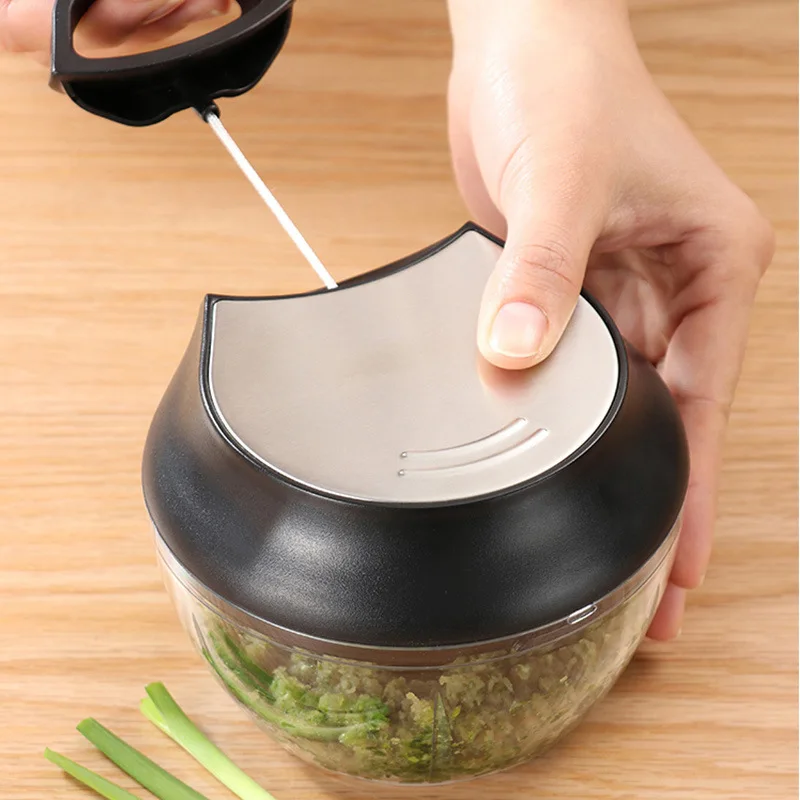 Hand Chopper Manual Food Processor, Pull String To Slice