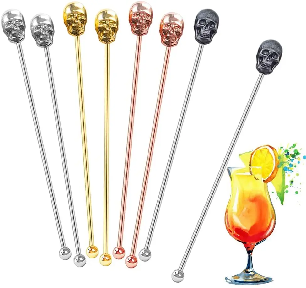 10pcs Swizzle Sticks Metal - Stainless Steel Mixing Cocktail Coffee Stirrers  For Wine Juice 7.5 Inc