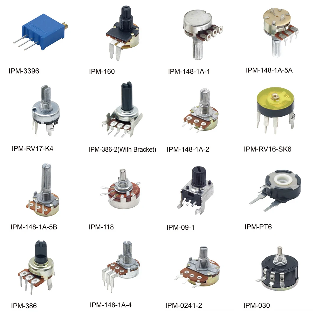 B2M Bent Foot Potentiometer with Single Joint Knob Switch Black Plastic Shaft Threaded Handle Height of 15mm and 2 Feet