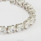 Oval Bracelet Silver Chain Oval Shape Crystal Diamond CZ Elegant Link Bracelet Sparking Bling Silver Plated Tennis Chain Bracelet
