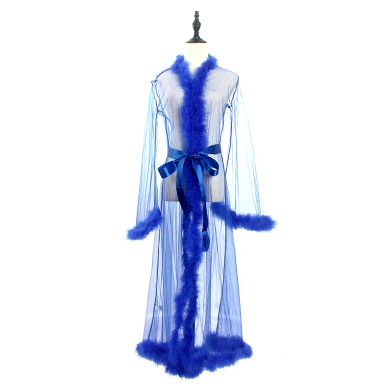 Nouveauté longue chaude femmes Femme fourrure pure Robe maille garniture Sexy Lingerie_voghion.com