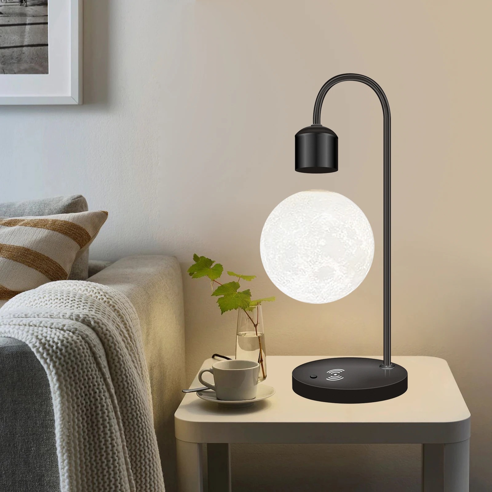 Magnetische Levitating Moon Lamp – Schwebe-Mondlampe Mit 7 Farben LED, Drehend, 15 Cm Durchmesser, 3D-Druck
