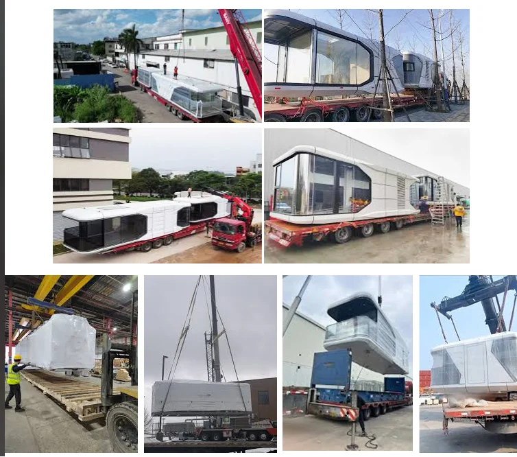 E40 Modular Kit House Steel Frame Aluminum alloy Prefabricated Modular House mobile capsule trailer capsule hotel manufacture