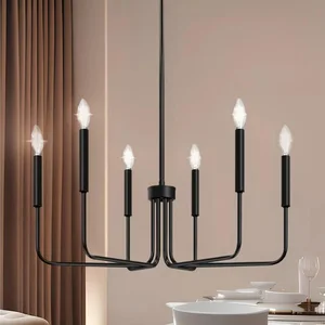 American Country Style Iron Candle Chandelier Simple Rustic Industrial Retro Chandelier Light for Restaurant Bedrood Lamps