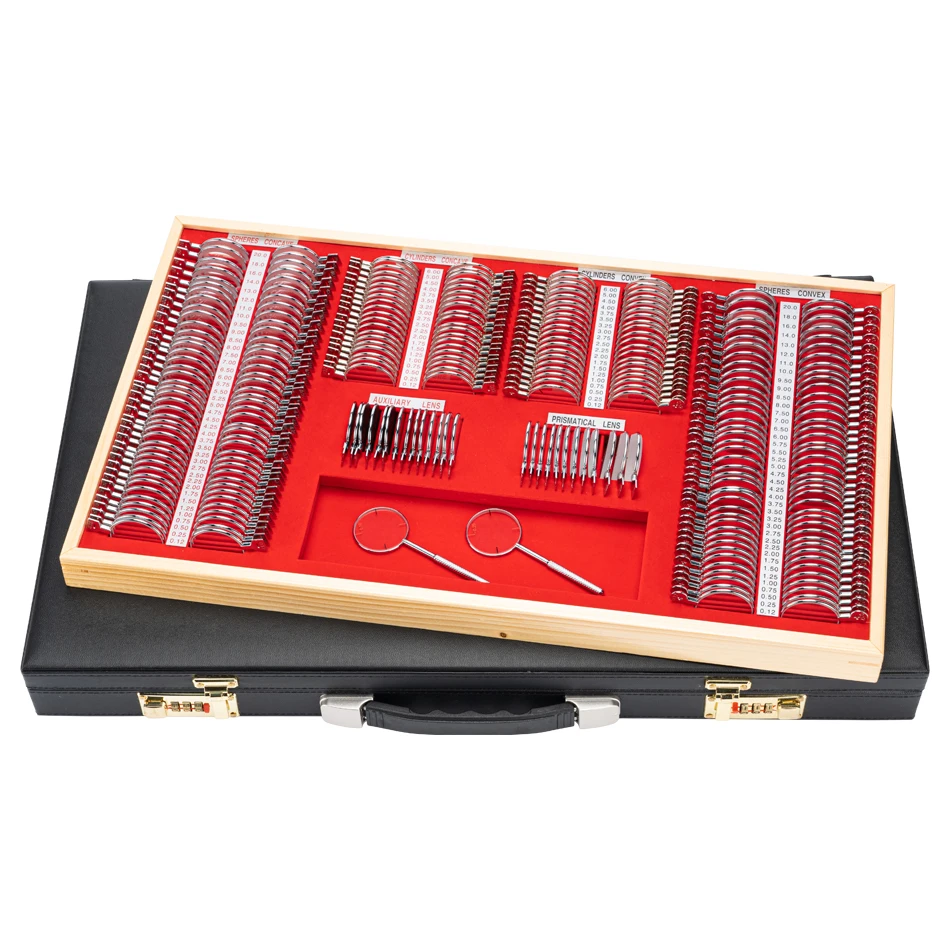 SL-266A Top Quality Plastic Rim Trial Lens Set with Aluminum or Leather for Optical