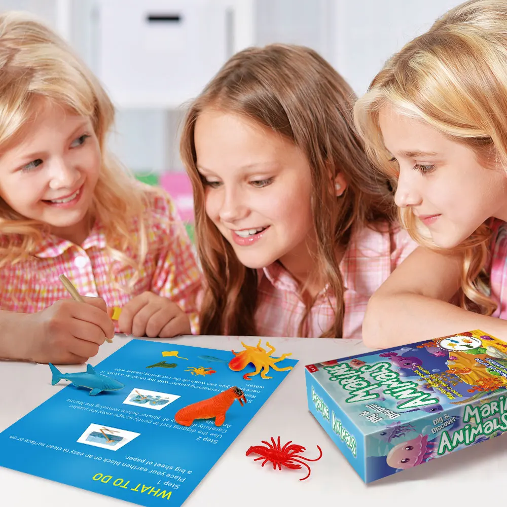 Коллекция 2021 года образовательные игрушки «сделай сам» с логотипом на заказ для детей пластиковые морские животные набор