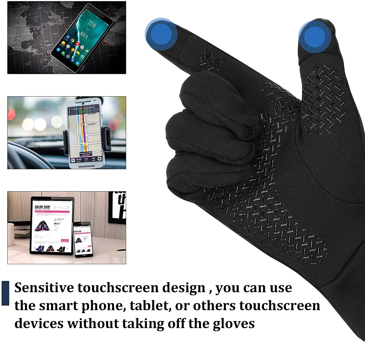 Gants thermiques pour hommes hiver cyclisme vélo chaud polaire