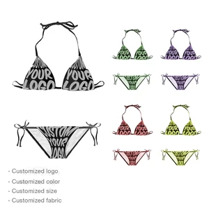 Huilin Factory Bulk Custom Print Micro Bikini Swimwear Women Reversible Design Two Piece Bikini Swimwear