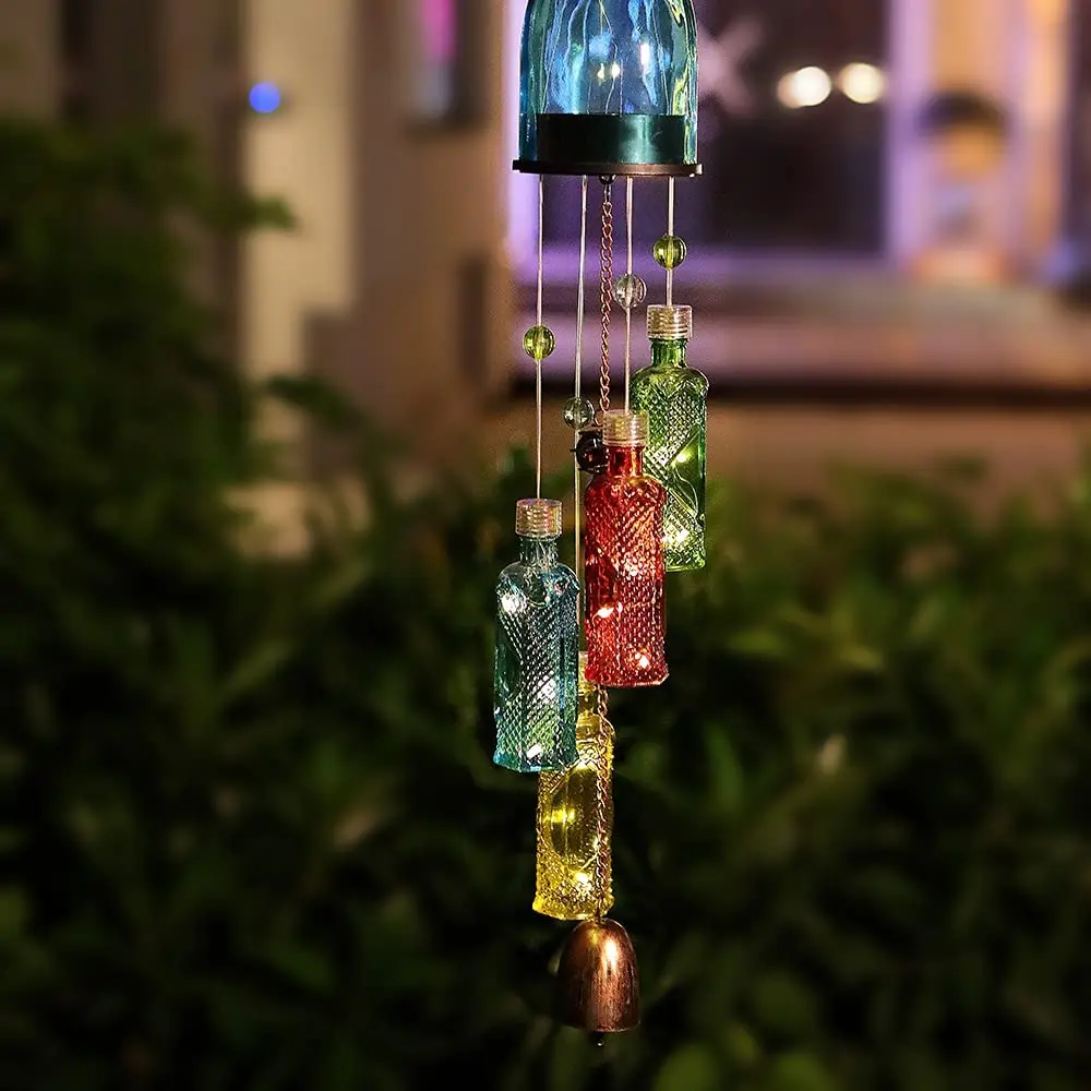 solar glass bottle wind chime