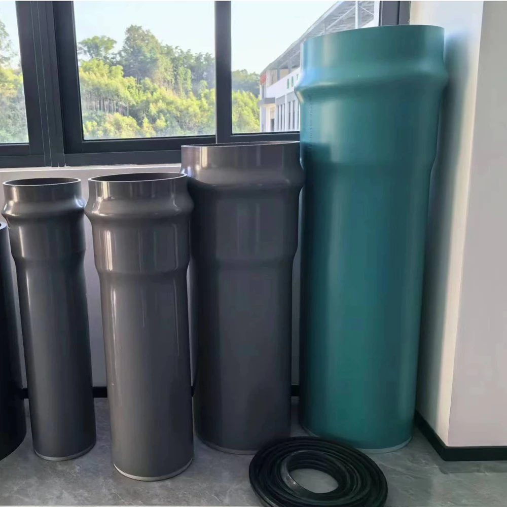 PVC SDR35 Sewer Pipe with Rubber Gasket 600mm Underground Green Pipe with Flush End