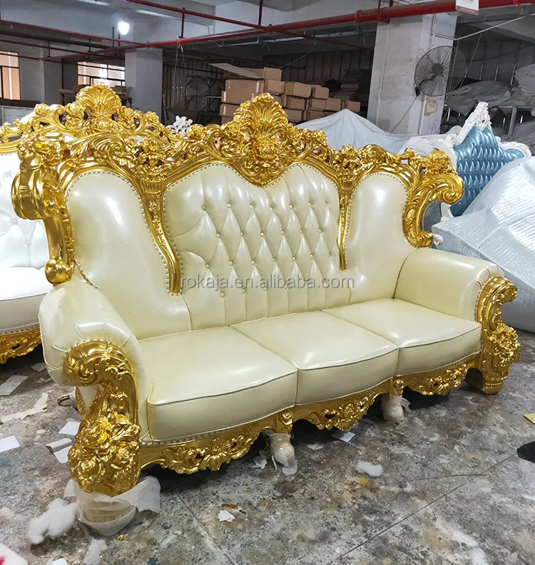 European Style Sofas Luxury Carved With Gold Distressed Color Middle ...