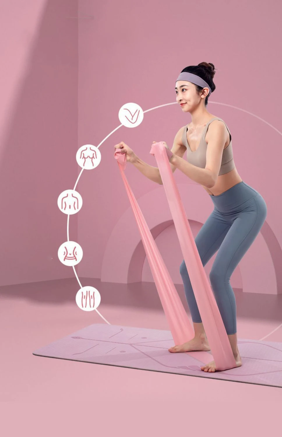TPE Stretch Sheet Yoga Elastic Band Men Women Light Resistance Strength product detail 3