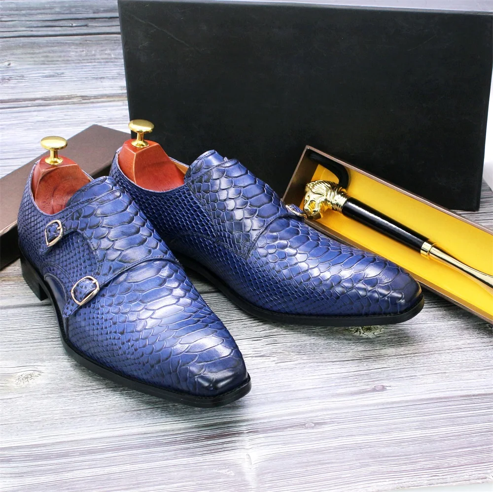 Scarpe Casual da uomo con motivo a pesce cinturino da monaco