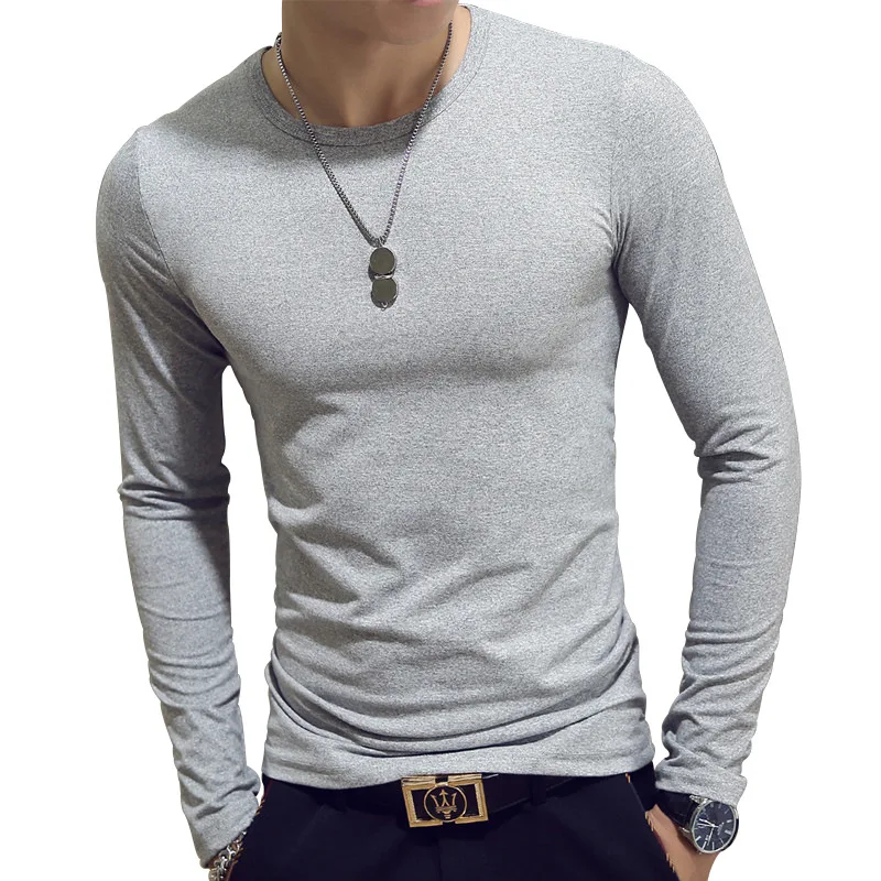 2022 Quick dry sports solid wholesale slim o-neck v-neck custom plain OEM logo blank long sleeve men t shirts